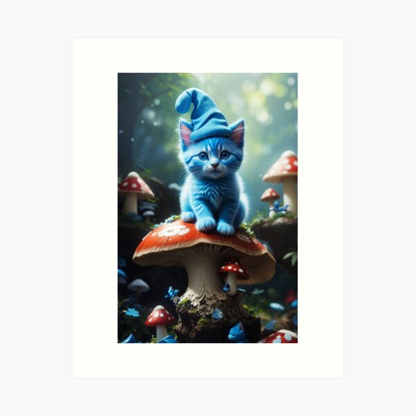 Blue Smurf Cat Wall And Art Print in 2023