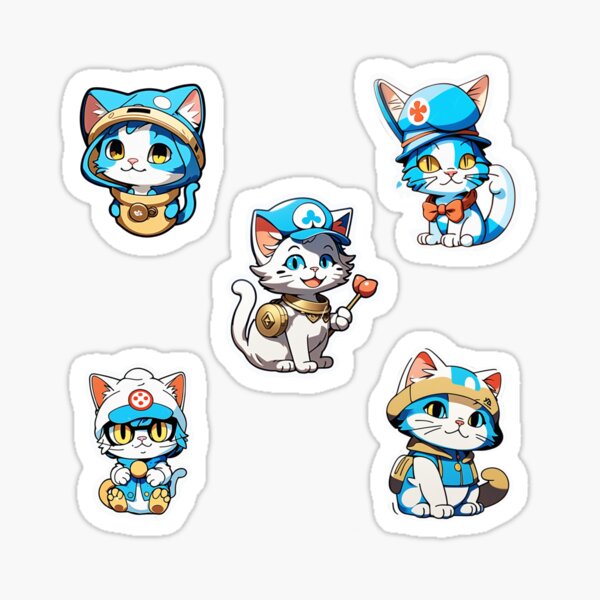  Sticker Cat Meme Blue Smurf Waterproof Sticker Label