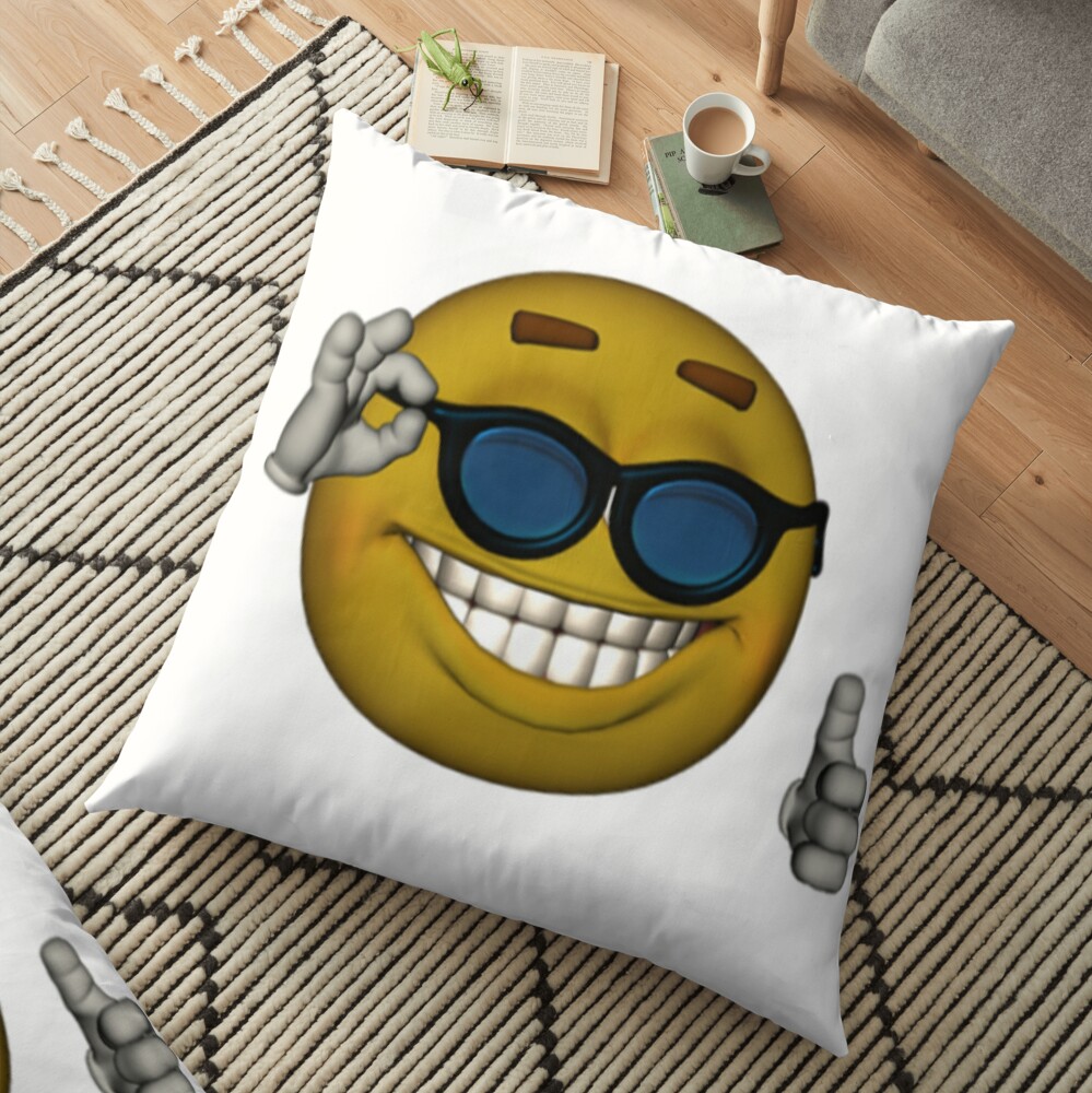 Smiley Face Sunglasses Thumbs Up Emoji Meme Face Floor Pillow For Sale By Obviouslogic Redbubble