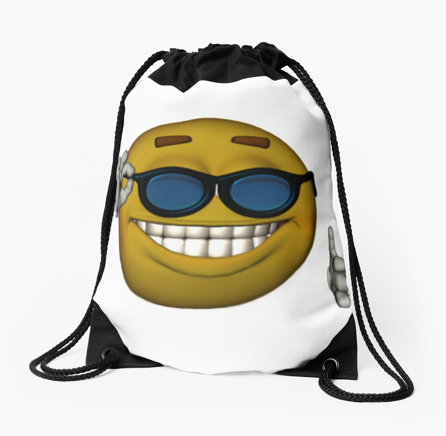 Smiley Face Sunglasses Thumbs Up Emoji Meme Face Drawstring Bags By