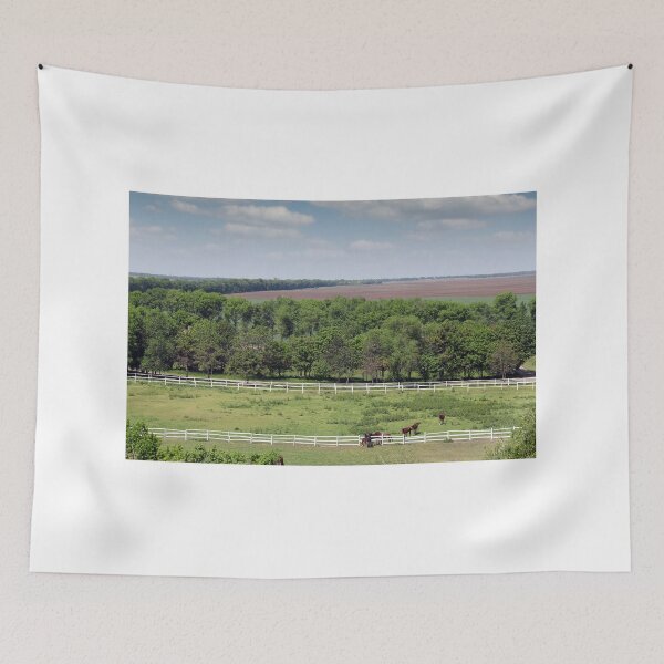 Item preview, farmland and herd of horses in corral aerial view designed and sold by goceris.