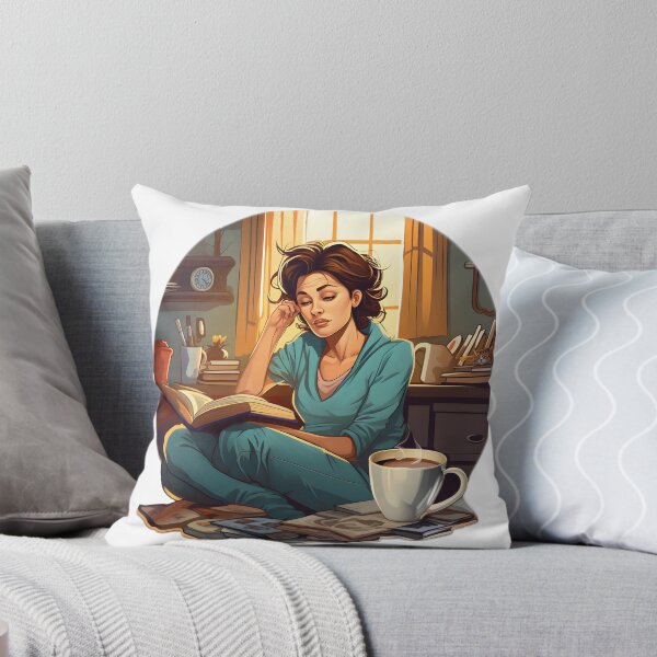 Item preview, Sleepy woman reading a book  designed and sold by CraftyDigital.