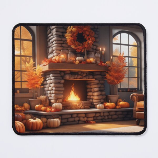 Item preview, Cozy Autumn Fireplace Ambience designed and sold by HOMEDESIGNPRINT.