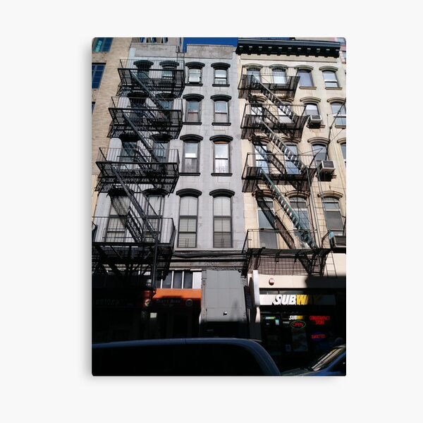 New York, Manhattan, Brooklyn, New York City, architecture, street, building, tree, car, pedestrians, day, night, nightlight, house, condominium,  Canvas Print