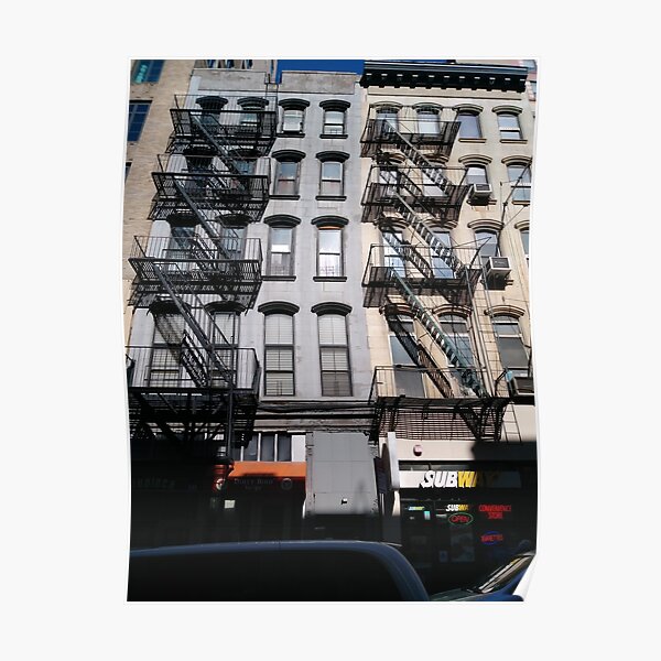 New York, Manhattan, Brooklyn, New York City, architecture, street, building, tree, car, pedestrians, day, night, nightlight, house, condominium,  Poster