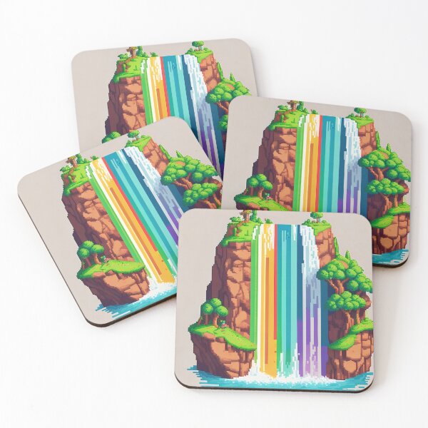 Item preview, Pixel Art Rainbow Waterfall  designed and sold by raviolli000.