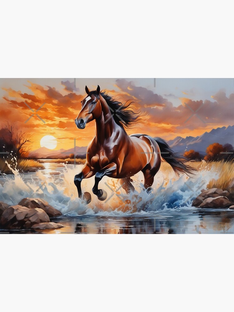 caballo de agua al atardecer