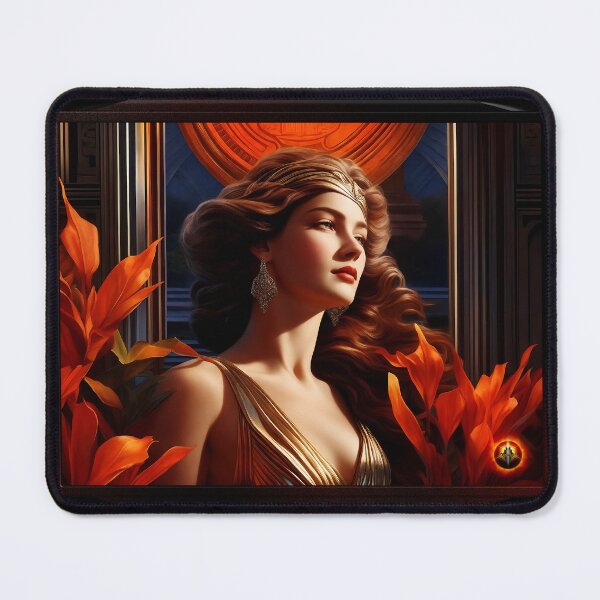 Item preview, Goddess Of The Sun Art Deco Romantic Glamour Beautiful AI Concept Art Portrait by Xzendor7 designed and sold by Xzendor7 Digital Art Creations.