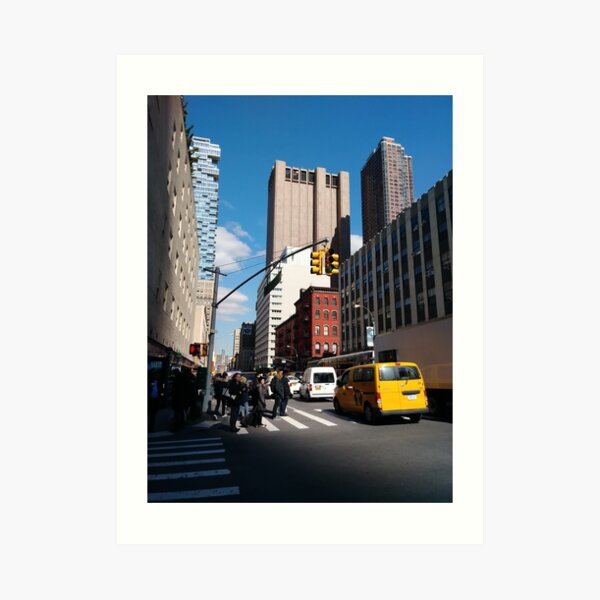 New York, Manhattan, Brooklyn, New York City, architecture, street, building, tree, car, pedestrians, day, night, nightlight, house, condominium,  Art Print