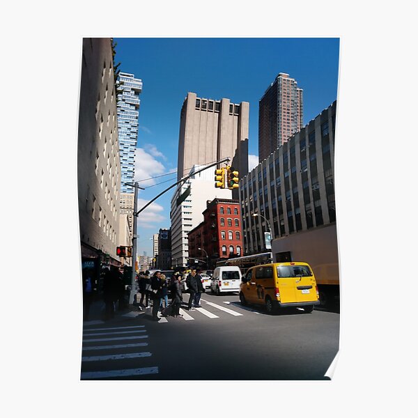 New York, Manhattan, Brooklyn, New York City, architecture, street, building, tree, car, pedestrians, day, night, nightlight, house, condominium,  Poster