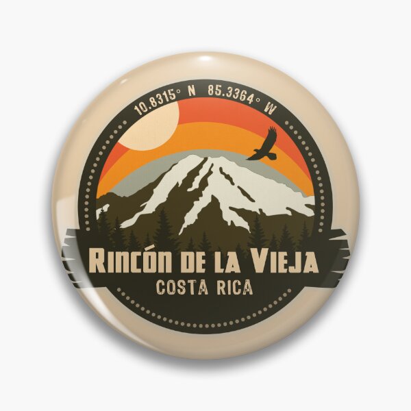 Item preview, Rincón de la Vieja Volcano Costa Rica Volcanic Eruption Retro Vintage Badge designed and sold by mountainfad.