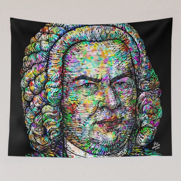 Aperçu de l'œuvre JOHANN SEBASTIAN BACH portrait à l'encre et à l'aquarelle créée et vendue par lautir.