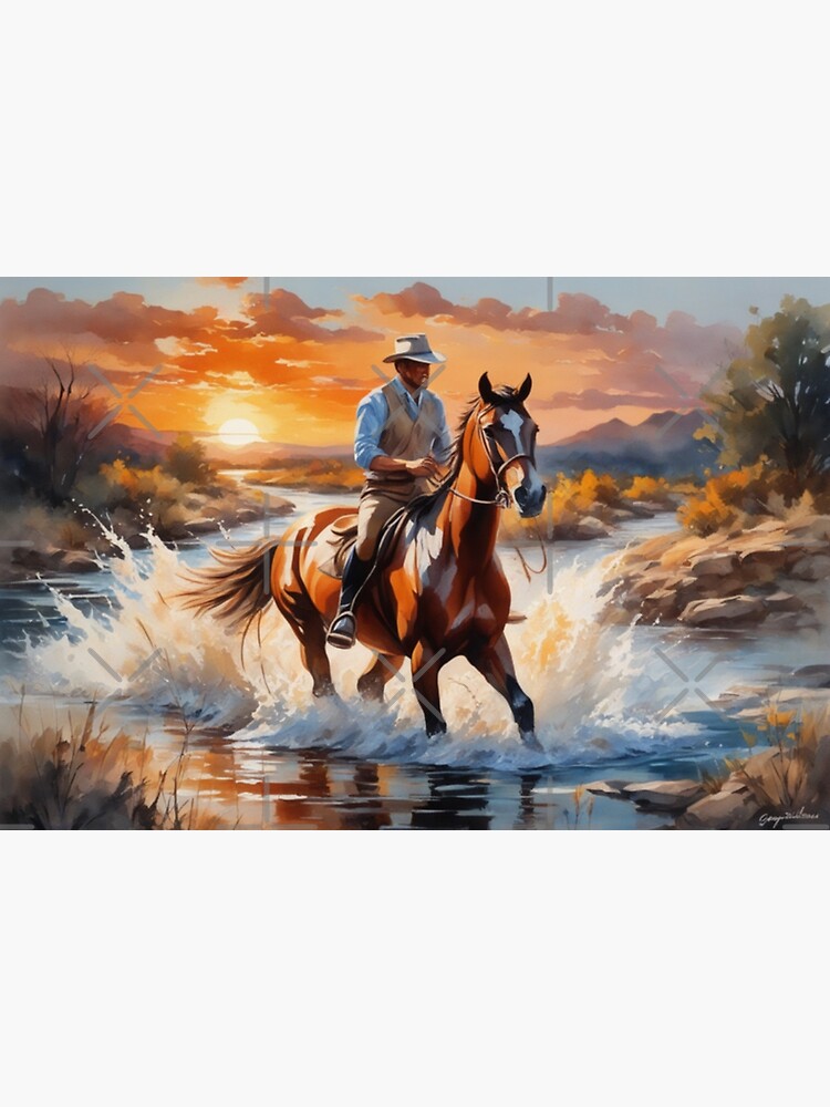 caballo de agua al atardecer