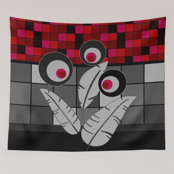 Item preview, Red and black rustic Patchwork plaid applique floral designed and sold by fuzzyfox.
