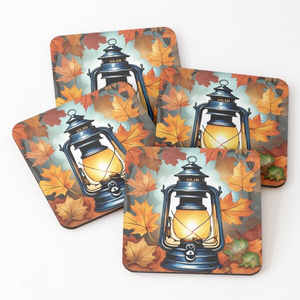 Item preview, Petrol lantern surrounded by autumn leaves designed and sold by aipaint.