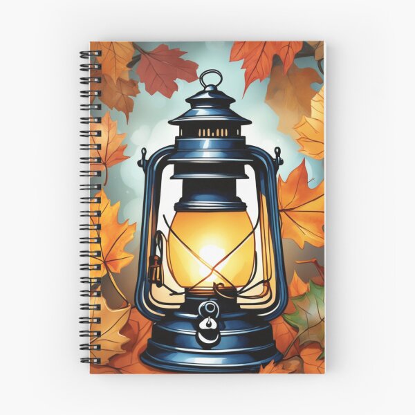 Item preview, Petrol lantern surrounded by autumn leaves designed and sold by aipaint.