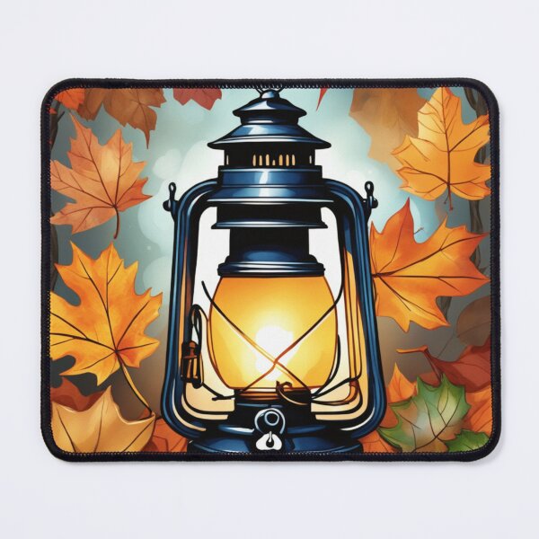 Item preview, Petrol lantern surrounded by autumn leaves designed and sold by aipaint.