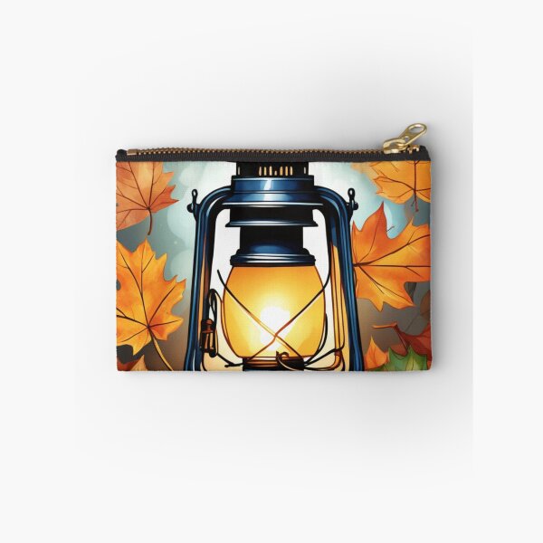 Item preview, Petrol lantern surrounded by autumn leaves designed and sold by aipaint.