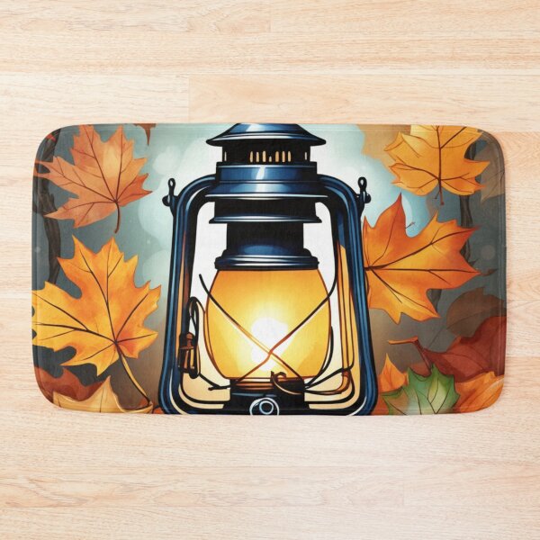 Item preview, Petrol lantern surrounded by autumn leaves designed and sold by aipaint.