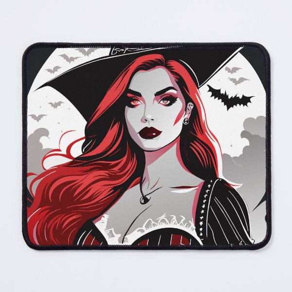Item preview, Stylish Halloween Supermodel Witch Shakespearean Quote Red-Black Illustration designed and sold by SemARTDesign.