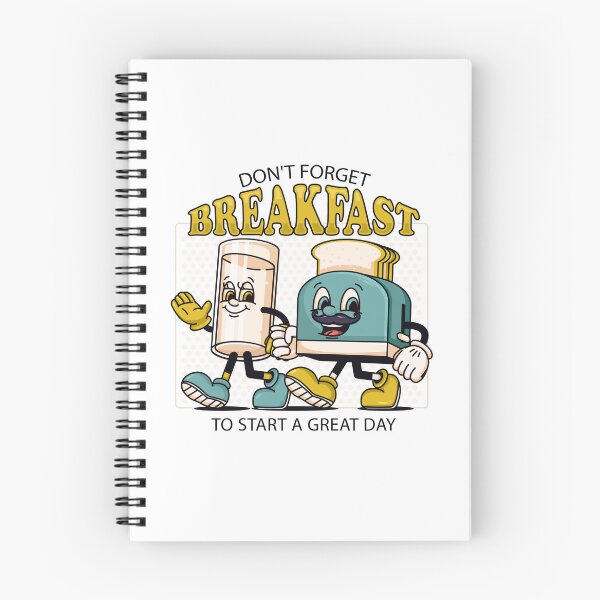 Item preview, Don't Forget Breakfast, a retro mascot of a toaster and a glass of milk designed and sold by Kevyn Adha.