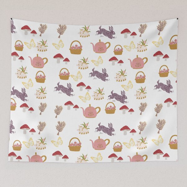 Item preview, Cottage Core, Woodland, Bunny Rabbits, Tea Kettles, Butterflies, Cat Flower Pots, Mushrooms designed and sold by BirdsnStuff.