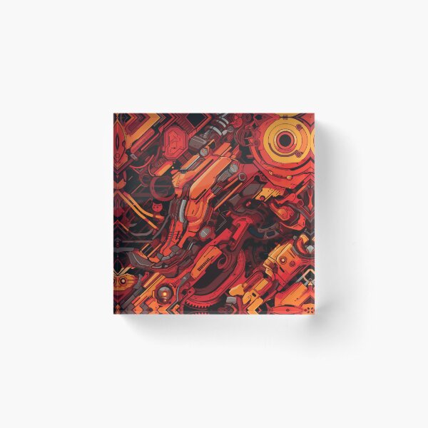 Item preview, Orange and Red Robotic Pattern – Inspired by Evangelion Unit 02  designed and sold by animaesthetic.
