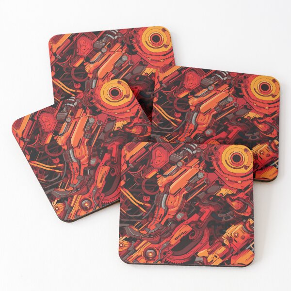 Item preview, Orange and Red Robotic Pattern – Inspired by Evangelion Unit 02  designed and sold by animaesthetic.