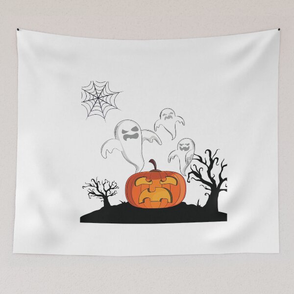 Item preview, Vintage Pompkin Scene Happy Halloween Classic Spooky Ghost designed and sold by Martolina33.
