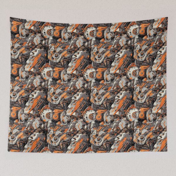 Item preview, Orange and Grey Robotic Pattern – Inspired by Evangelion Unit 00 designed and sold by animaesthetic.