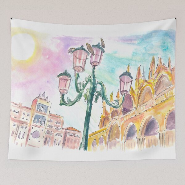 Item preview, Piazza San Marco with St Mark Clock Tower Basilica and Venetian Lantern designed and sold by artshop77.