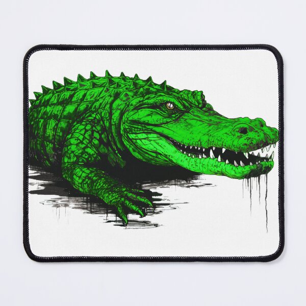 Item preview, Green scary crocodile in the swamp designed and sold by ArtPrintPal.