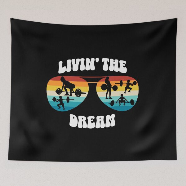 Item preview, Powerlifting Living the Dream Sunset Art, Retro Aviator Sunglasses Lifting Design, Fitness Enthusiast Dreamy Sunset Poster, Inspirational Powerlifting  designed and sold by ShoniwDesigns.