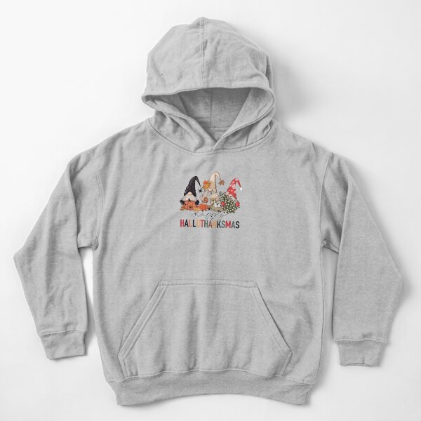 Hallothanksmas Happy Spooky Ghost Season Happy Christmas Halloween Thanksgiving Pumpkin Fall Holiday Season Gnome Kids Pullover Hoodie