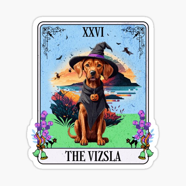 The Vizsla Halloweeen Dog Tarot Design Sticker