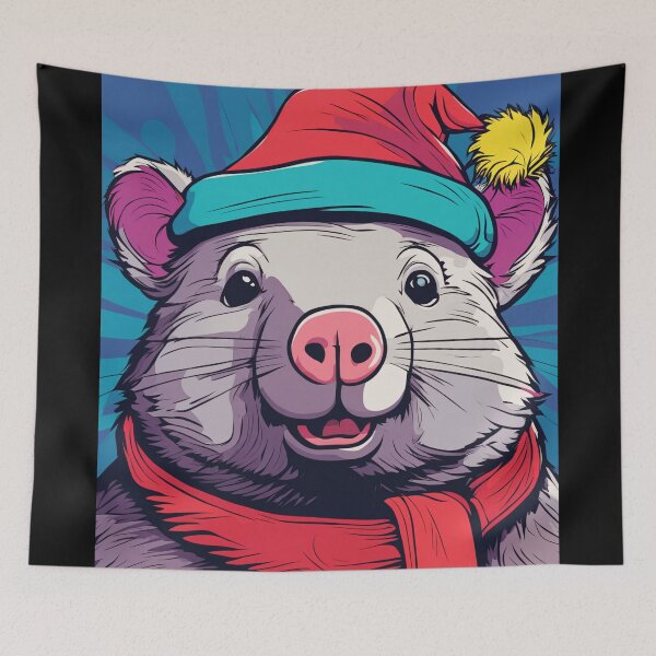 Artikelvorschau, Wombat Weihnachten mit Weihnachtsmütze entworfen und verkauft von ElLocoMus.