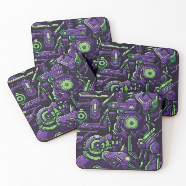 Item preview, Purple and Green Robotic Pattern – Inspired by Evangelion Unit 01  designed and sold by animaesthetic.
