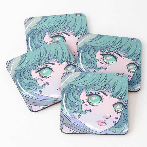 Item preview, Pretty Teal Blue Starry Eyed Astronaut Anime Girl designed and sold by bubblegoth.