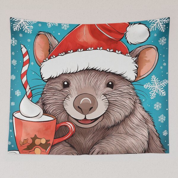 Artikelvorschau, Süßes Wombat-Weihnachten mit heißem Kakao entworfen und verkauft von ElLocoMus.