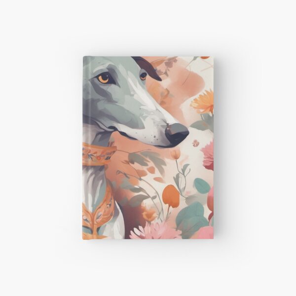 Greyhound with flowers Hardcover Journal