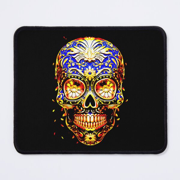 Item preview, Psychedelic colored skull with flowers as eyes designed and sold by Vindbult.