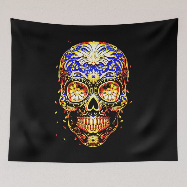 Item preview, Psychedelic colored skull with flowers as eyes designed and sold by Vindbult.