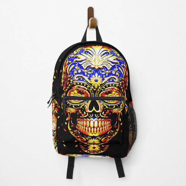 Item preview, Psychedelic colored skull with flowers as eyes designed and sold by Vindbult.