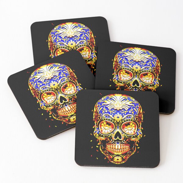 Item preview, Psychedelic colored skull with flowers as eyes designed and sold by Vindbult.