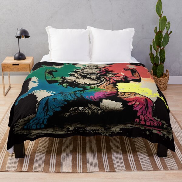 Item preview, Proud Rainbow Splattered Colored Lion Doing Warrior Pose designed and sold by MasterArtsman.