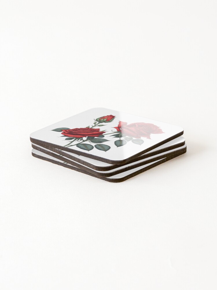 Thumbnail 4 of 5, Coasters (Set of 4), Red Roses designed and sold by Rislam.