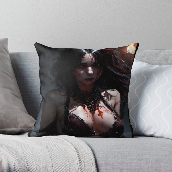 Gothic girl with creepy eyes - dark fairy tale Throw Pillow by