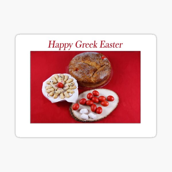 Happy Greek Easter Celebration With Food Sticker