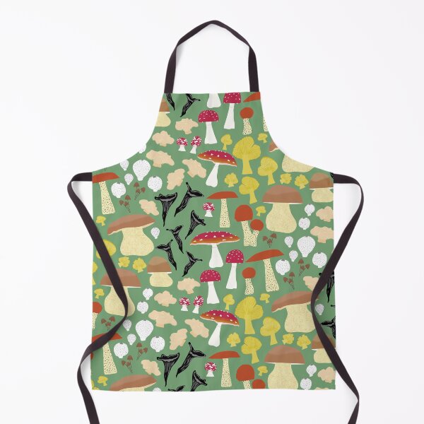 Item preview, 8 Scandinavian Autumn Mushrooms - forest green designed and sold by Ingrid Poole.