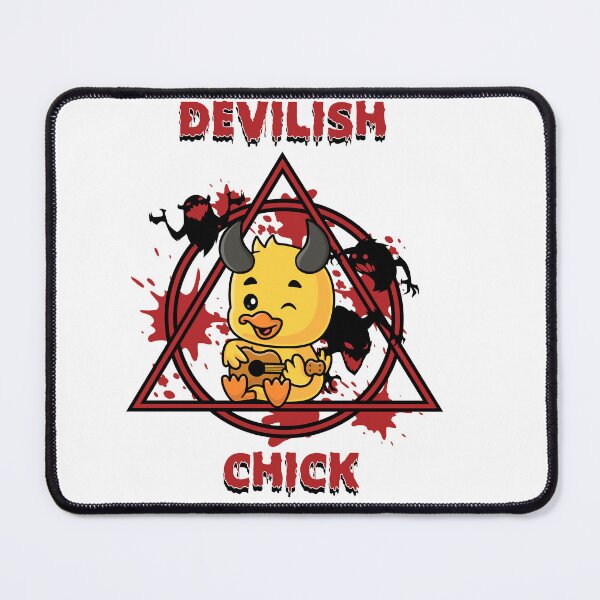 Item preview, Devilish Chick Red with horns and red blood playing guitar  designed and sold by Karoft Collection.